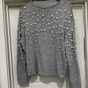 Gray sweater w pearls